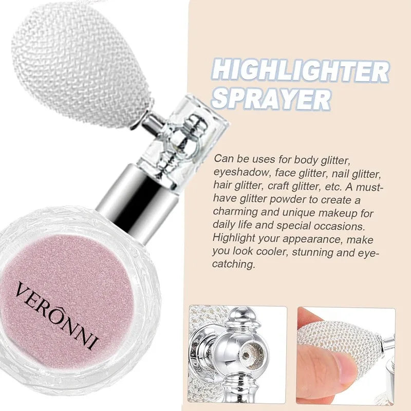 Airbag Shimmer Highlight Powder Spray Waterproof High Gloss Glitter Body Bronzer Highlight Contour Blush for Brightening Makeup
