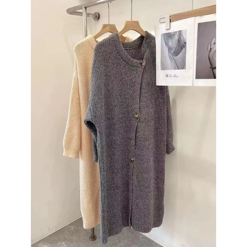 Casual Loose Fit Oversized Open Cardigan Sweater Long Asymmetrical Design Lazy Sle Outerwear Women's Faion Autumn Winter