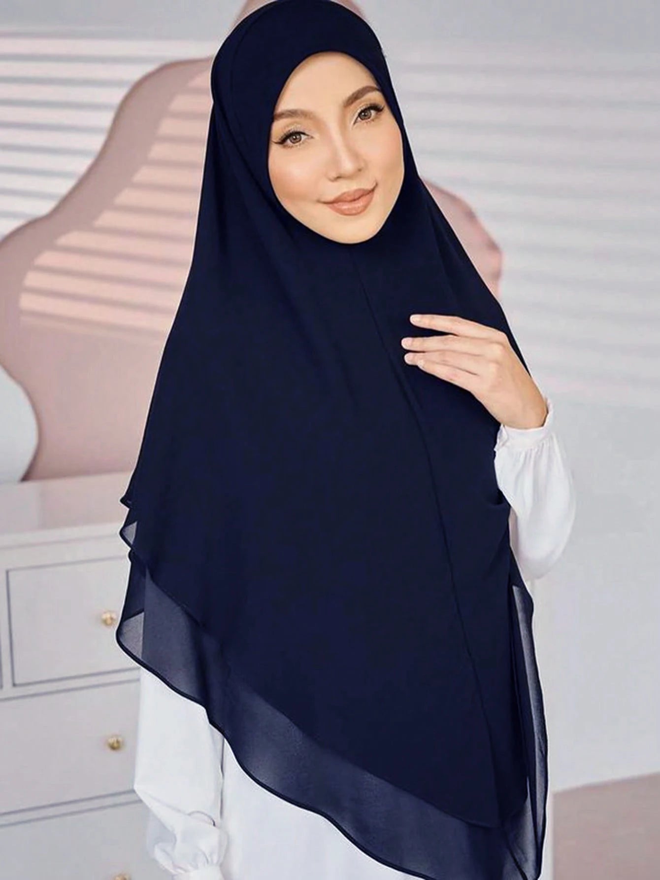 1pc Ready to Wear Instant Hijabs Double layered Chiffon Solid Headscarf Foulard Femme Musulman Shawl Wrap Bandana