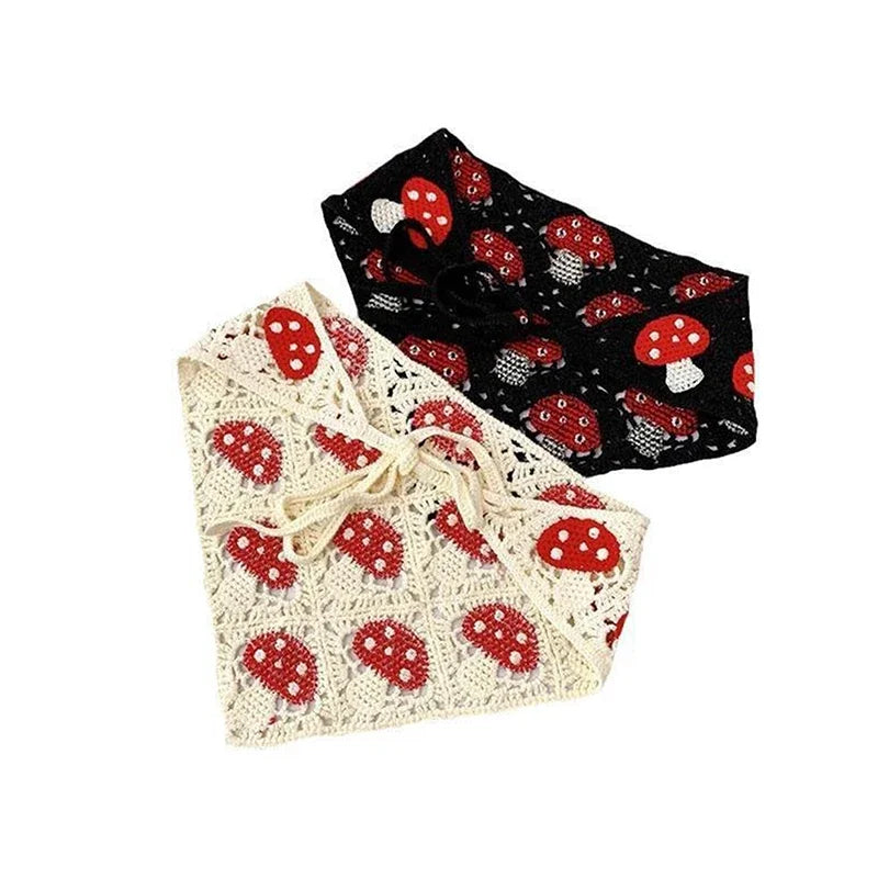 Korean Sweet Cute Handmade Crochet Hollow Triangle Headband Towel Women Spring and Summer Travel Literary Photo Hair Scarf