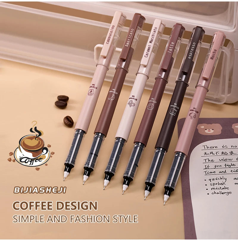 6pcs Afternoon Tea Gel Pens – 0.5mm Black Ink