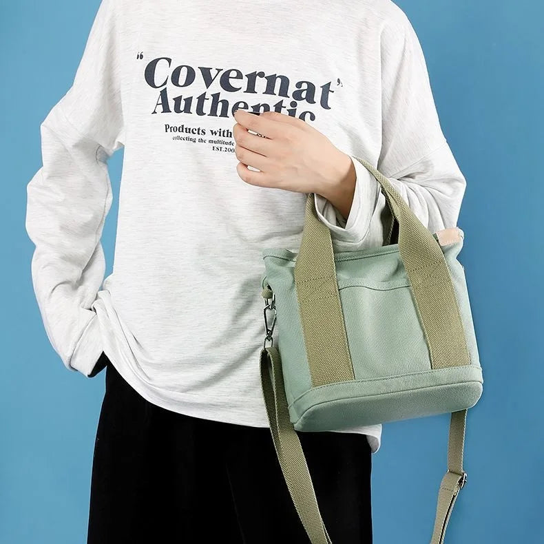 Xierya Women’s Small Canvas Shoulder Bag – Stylish Zippered Mobile Phone Bucket Tote