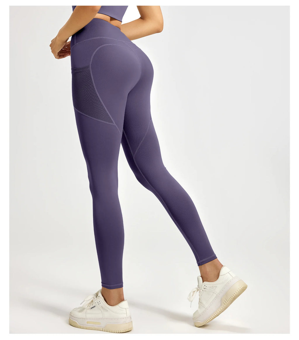 2026Spring Summer New Women's Yoga Pants Tight Peach Hip Leggings Pocket High Waist Belly Tight Trousers Sports Riding Pants Fit