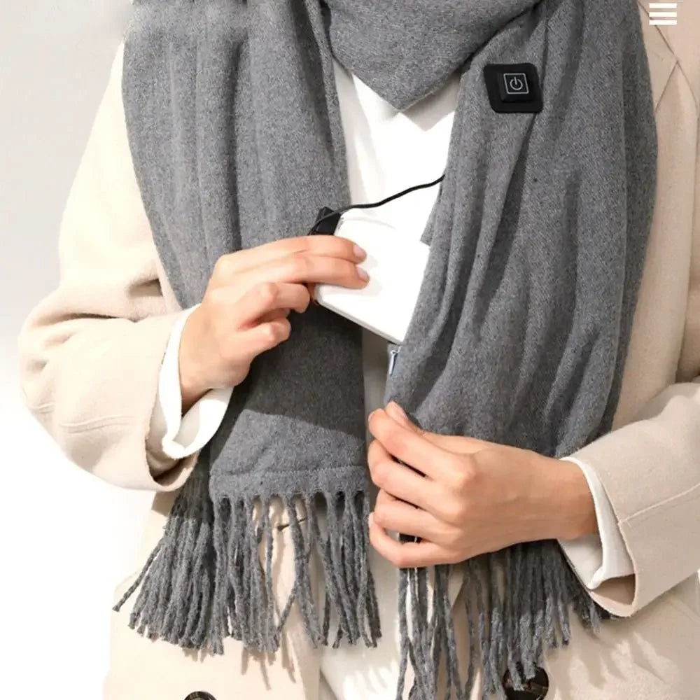 2025 USB Charging Electric Heated Scarf Rechargeable Adjustable Temperature Electric Winter Warmer Creative Unisex Warm Shawl