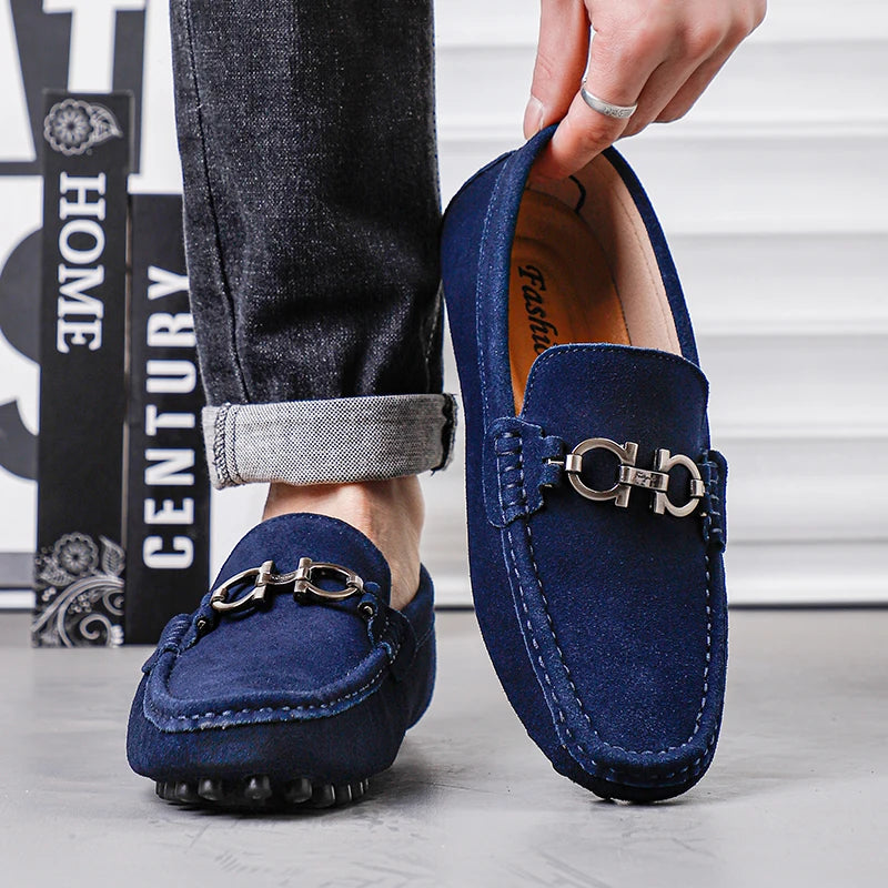 Handmade Suede Leather Men’s Slip-On Loafers