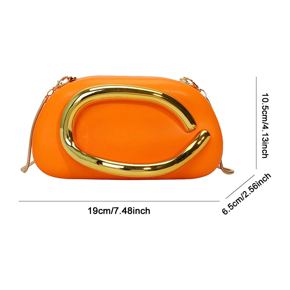 Women PU Leather Metal Handle Handbag & Removable Strap Crossbody Shoulder Bag Hand-held Shoulder Clutch Bag for Wedding Party