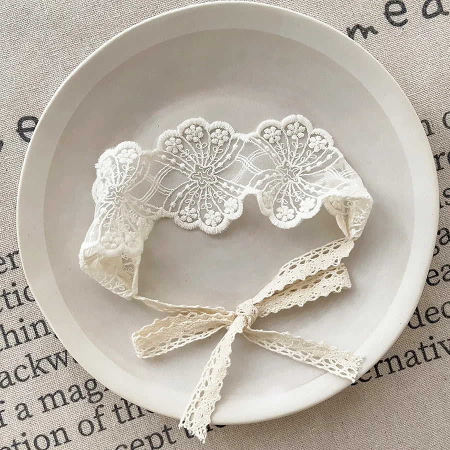 Ins Girls Hollow Headbands Baby Elastic Hair Band Newborn Lace White Floral Sweet Princess Hairband Photo Props Hair Accessories
