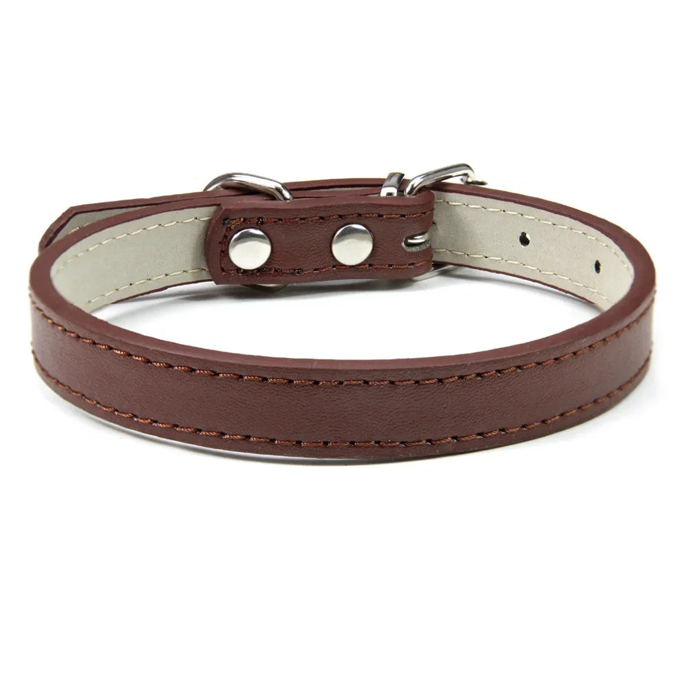 Soft Leather Adjustable Pet Collar (Dog & Cat)