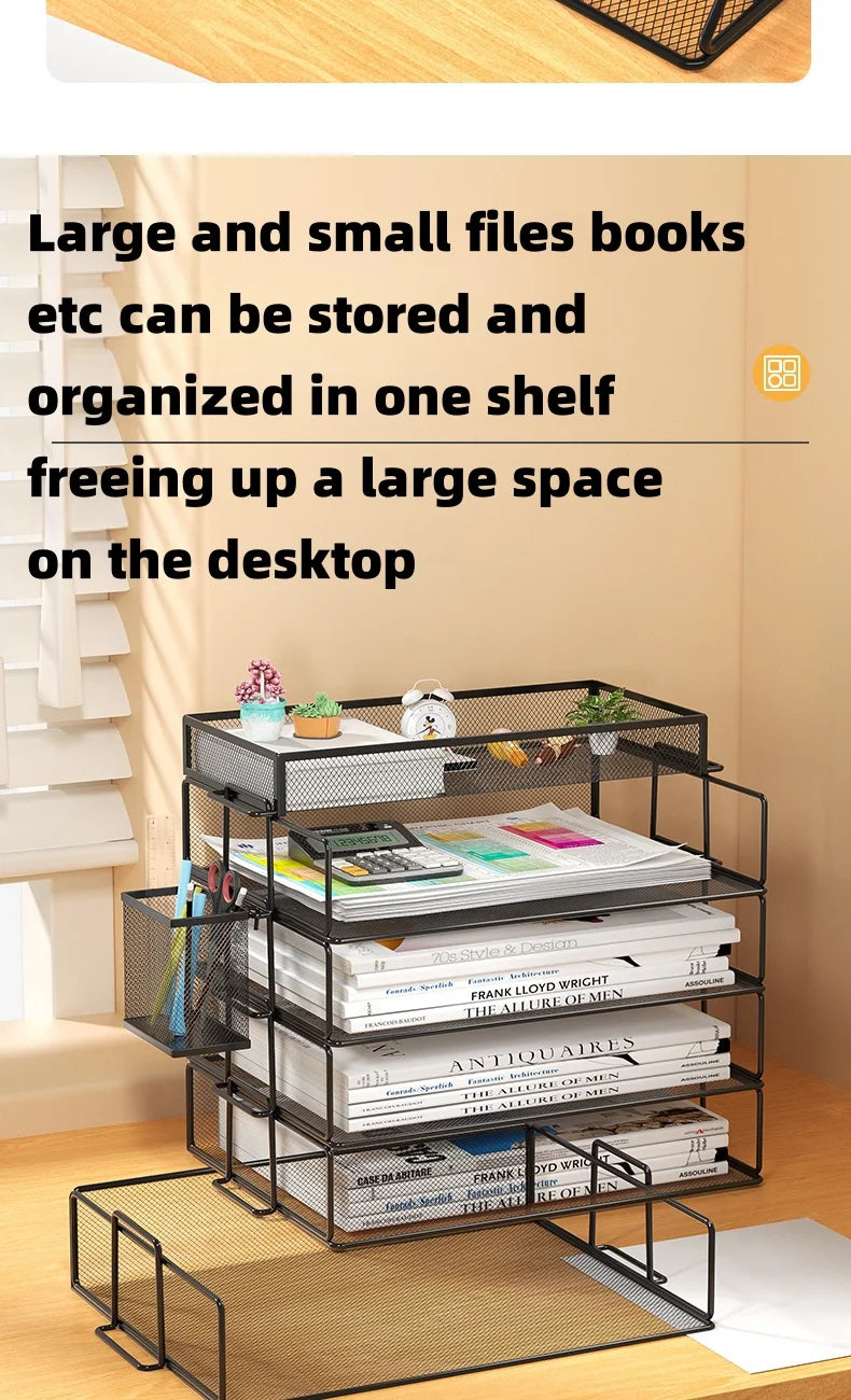 A4 Desk Paper Organizer – Metal Mesh Tray