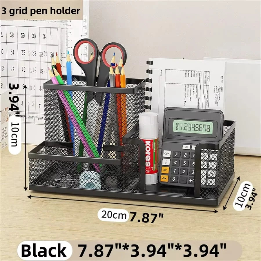 Mesh Desk Organizer – 3 Compartments, Black