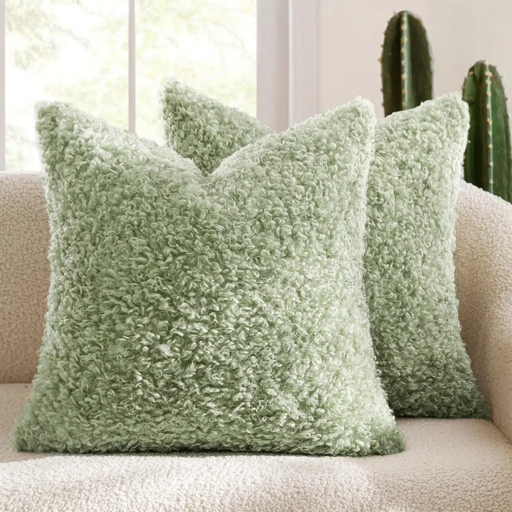 Lamb Fleece Pillow Cover Plush Teddy Curly Thickened Pillowcase Soft Modern Minimalist Nordic Sofa Cushion Case Cozy Home Decor