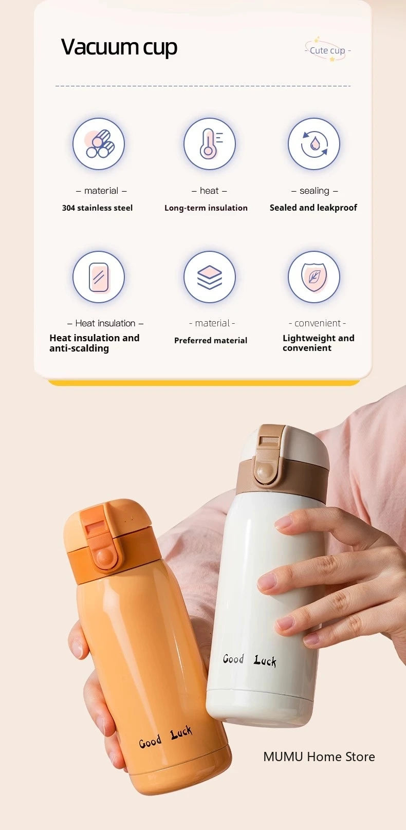 200/350ml Stainless Steel Pocket Thermos – Insulated