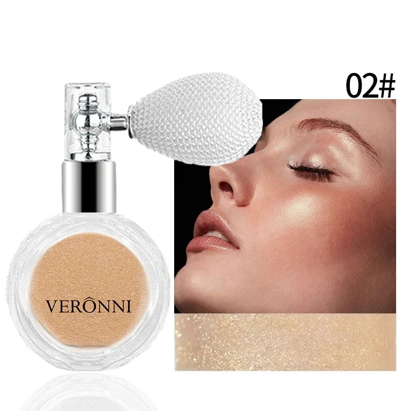 Airbag Shimmer Highlight Powder Spray Waterproof High Gloss Glitter Body Bronzer Highlight Contour Blush for Brightening Makeup