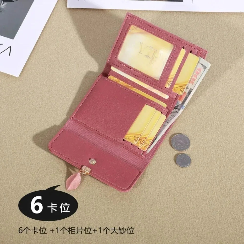 New Korean Version of The Simple Small Wallet Tri-fold Coin Bit Money Clip Coin Purse Cross-border Short Ladies Wallet