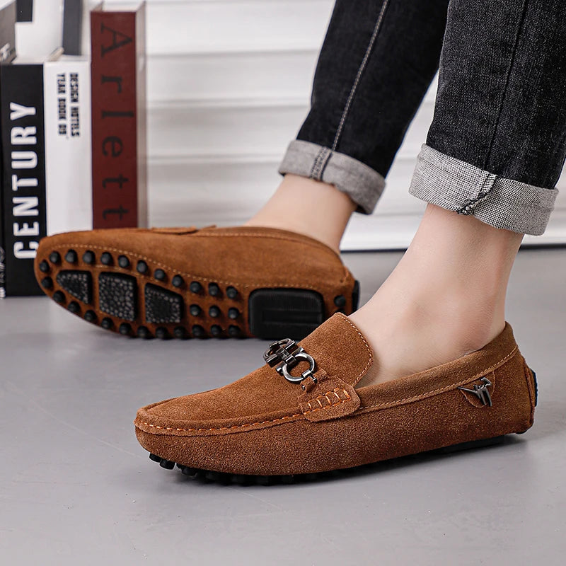 Handmade Suede Leather Men’s Slip-On Loafers