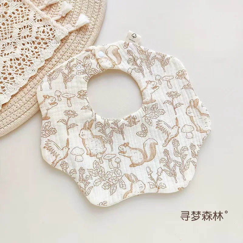 Newborn Baby Cotton Bibs – Cute Animal Muslin Burp Cloths