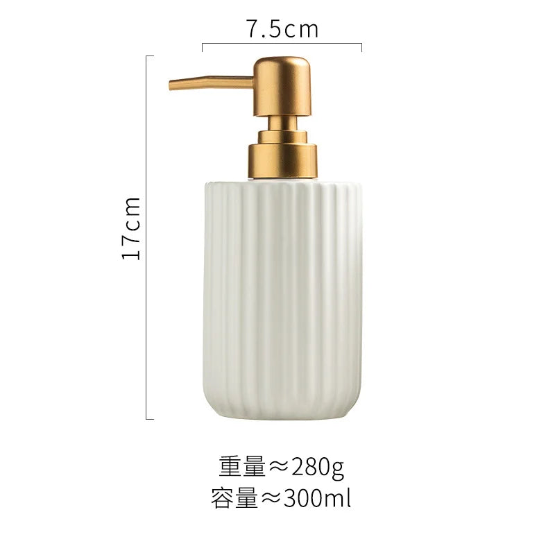 Matte Striped Ceramic Soap & Lotion Dispenser