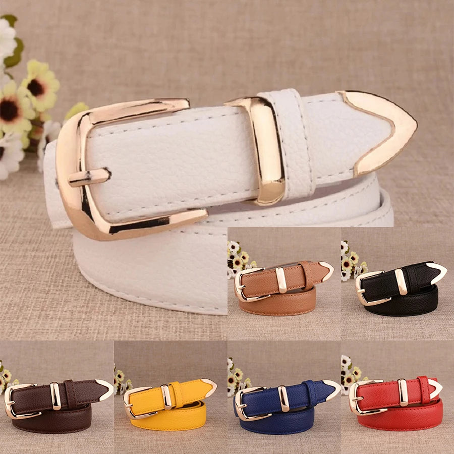 Women White Leather Trouser Belt