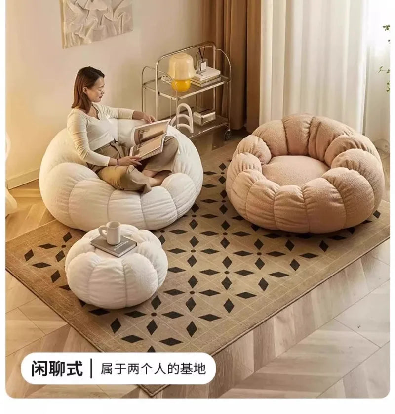 Lazy Pumpkin Sofa Nordic Style Single Sofa Chair EPS Particle Filling Soft Comfortable Home Living Room Balcony Bedroom Sofa Set