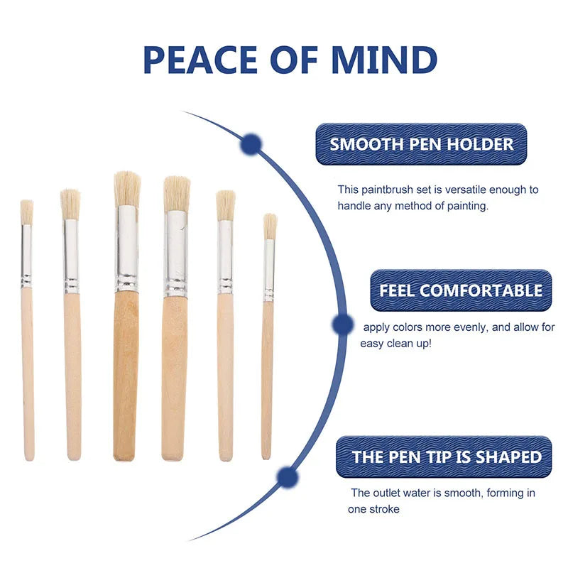 Stencil Paint Brush Set – 3/6/12/18pcs, Wooden Handle