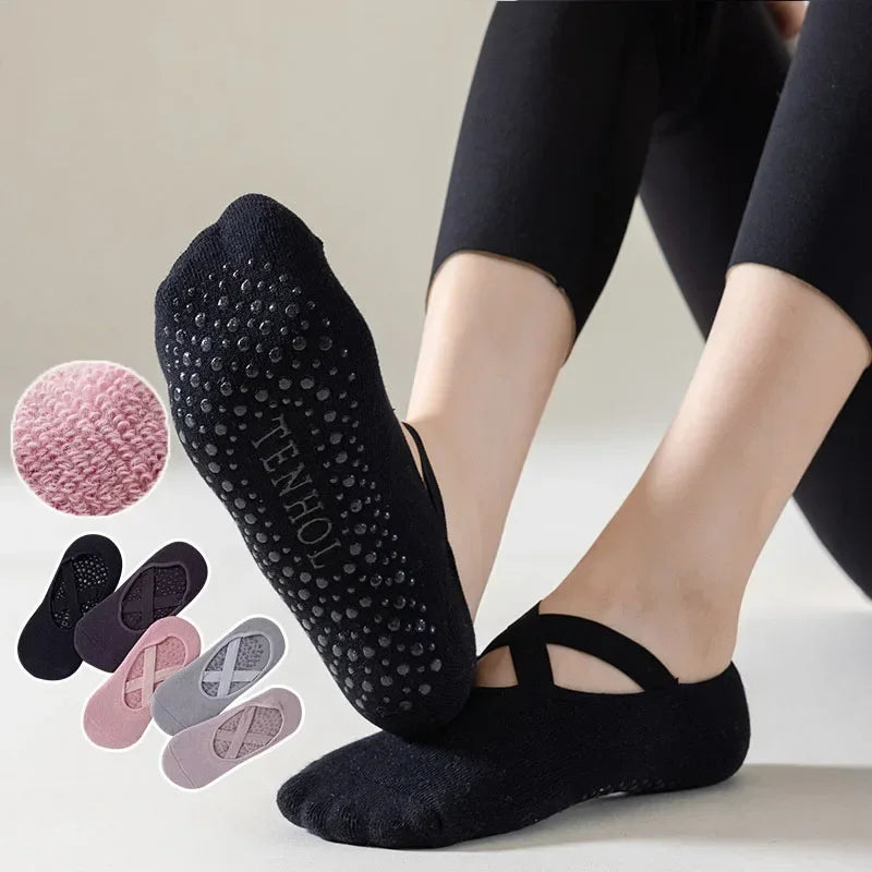 5pairs, Irisbear Womens Pilates Socks with Grips Non Slip Yoga Socks Barre Gym Athletic Grippy Socks for Women
