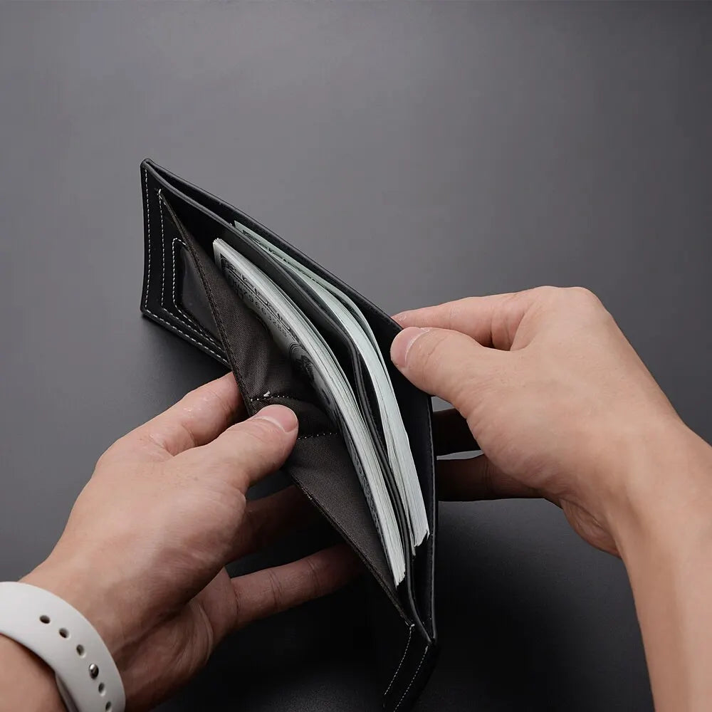 Men’s PU Leather Short Wallet – Slim Folding Credit Card Holder