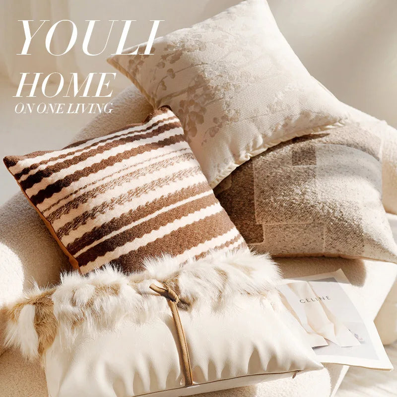 30X50/45X45CM Brown Throw Pillow Cover French Light Luxury Forest Stamping Waist Cushion Cover Decor Home Decorative Pillowcase