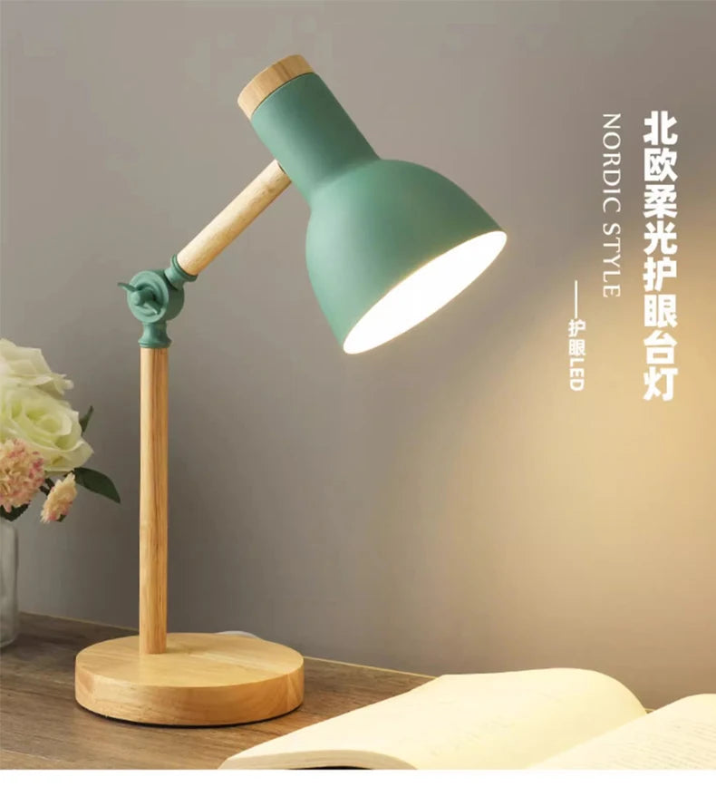 Creative Nordic Wooden LED Table Lamp – Bedside & Desk