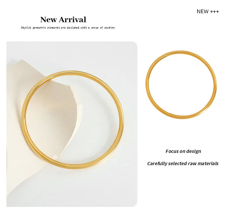 3 Pieces/lot Non Fading Stainless Steel Bracelet Bangles For Women Simple Style Gold Plated Waterproof Women's Bracelets Bangle