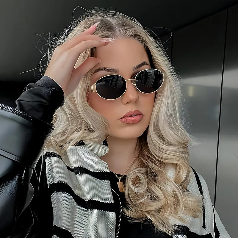 1PCS/2PCS/3PCS Metal Fashion Women's Sunglasses Luxury Brand Glasses Oval Frame Classic Colors