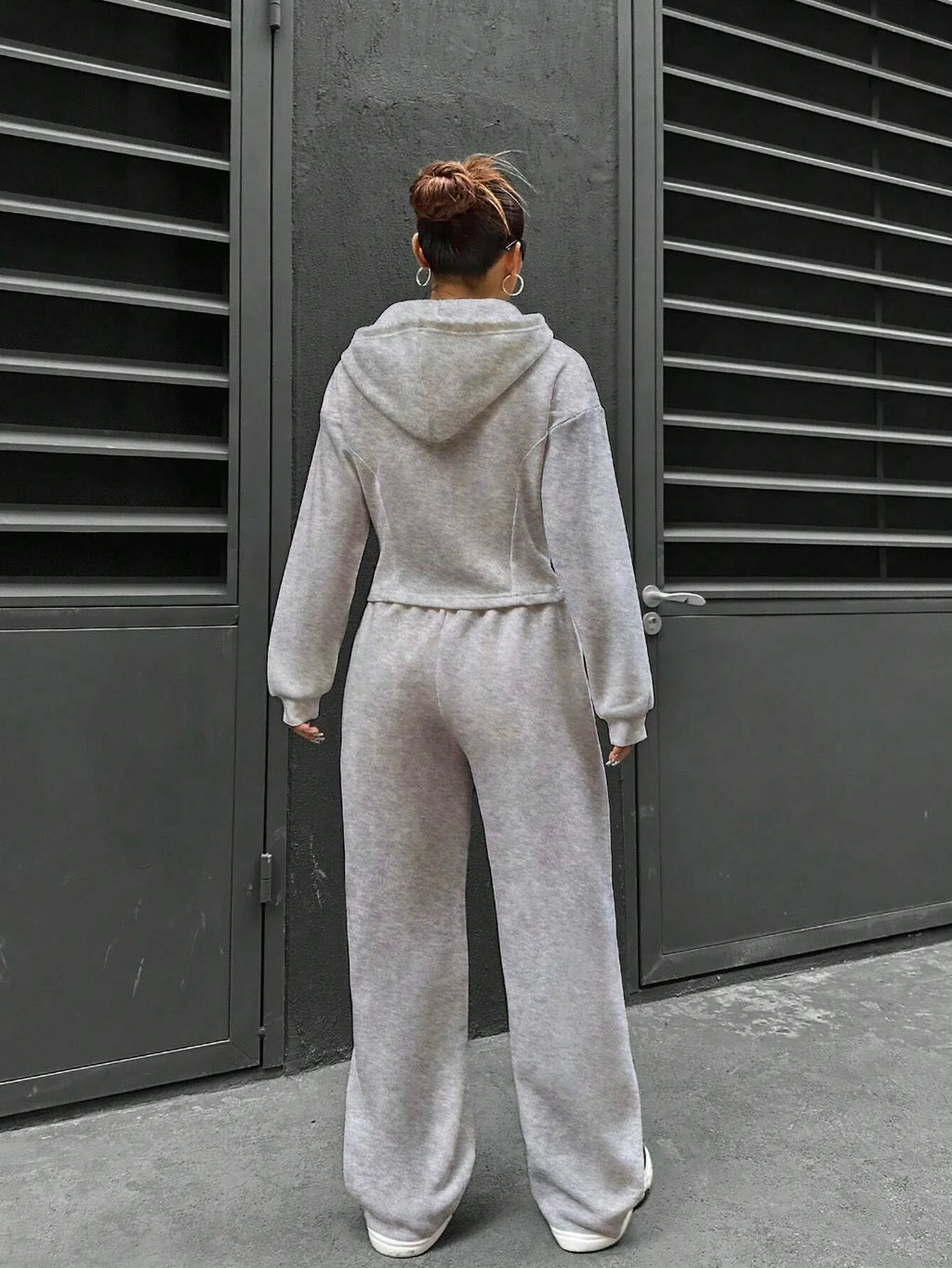 Sweatshirt Two-piece Set Women's Casual Sports Suit Spring Autumn Zip-up Slim Hoodies Short Coat Straight Trousers 2-piece Sets