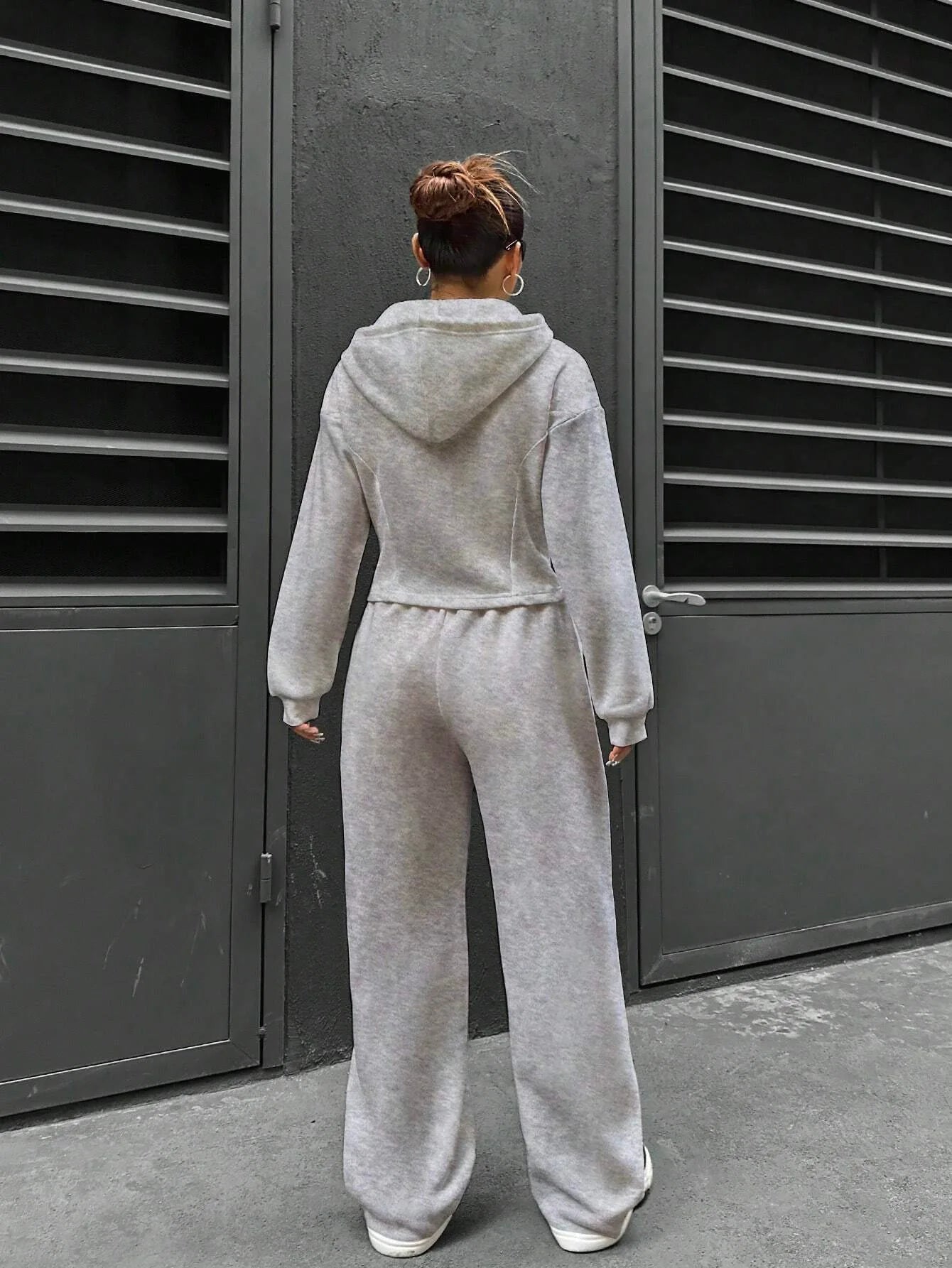 Sweatshirt Two-piece Set Women's Casual Sports Suit Spring Autumn Zip-up Slim Hoodies Short Coat Straight Trousers 2-piece Sets