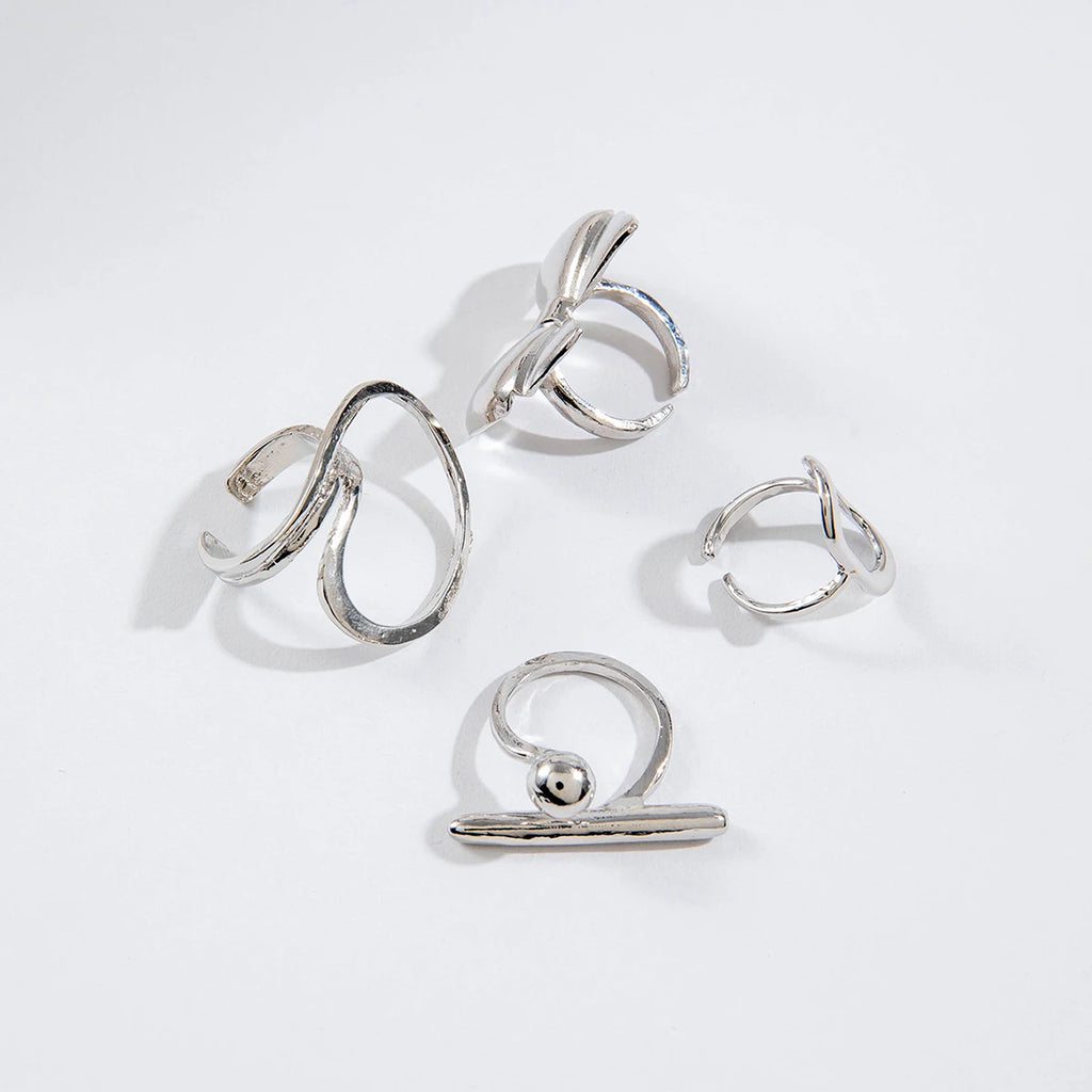 Tocona 2024 New Trendy Geometric Gold Silver Colour Set Rings for Women Adjustable Finger Ring Party Wedding Jewelry Accessories