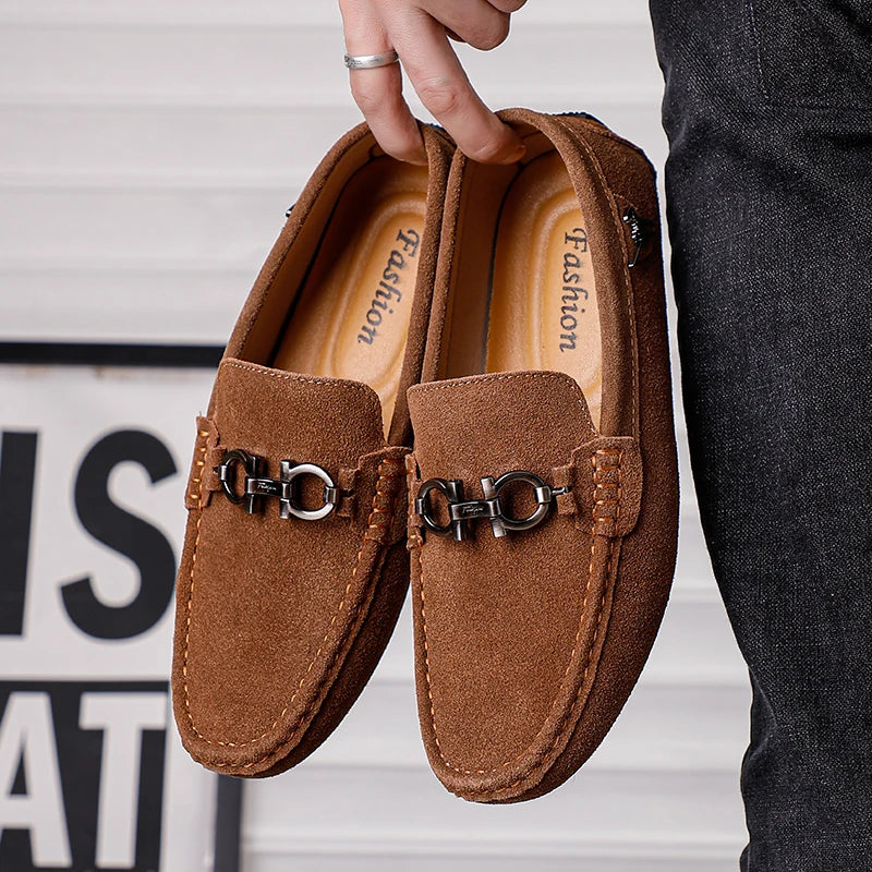 Handmade Suede Leather Men’s Slip-On Loafers