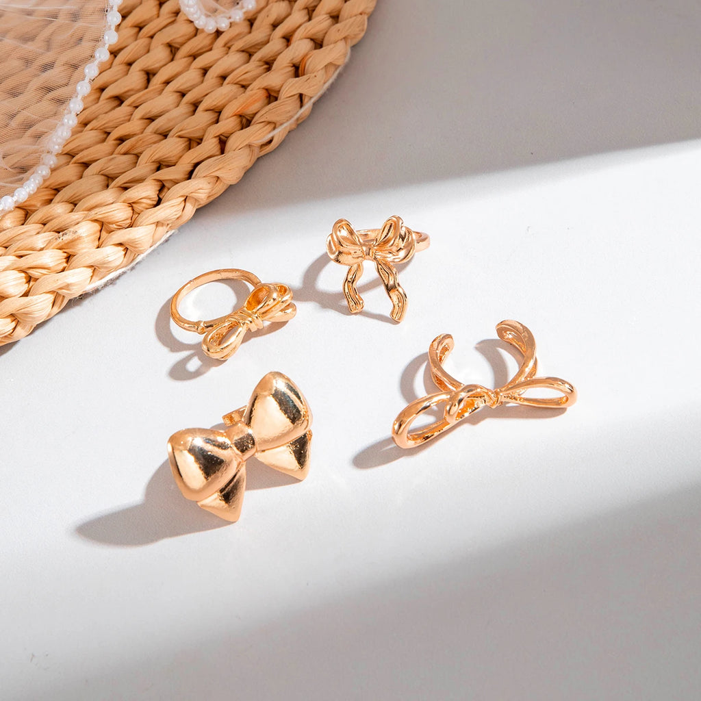 Tocona 2024 New Trendy Geometric Gold Silver Colour Set Rings for Women Adjustable Finger Ring Party Wedding Jewelry Accessories