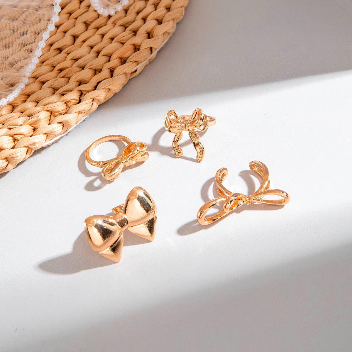 Tocona 2024 New Trendy Geometric Gold Silver Colour Set Rings for Women Adjustable Finger Ring Party Wedding Jewelry Accessories