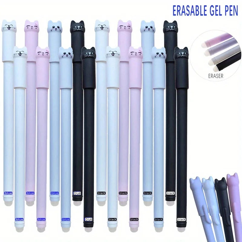Cat Erasable Gel Pen Set – 0.5mm, 4/8/12pcs