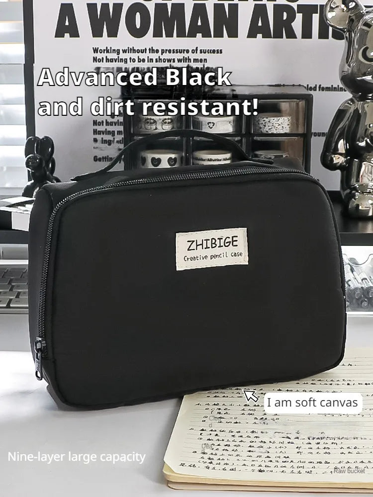 9-Layer Large Canvas Pencil Case – Multi-Functional