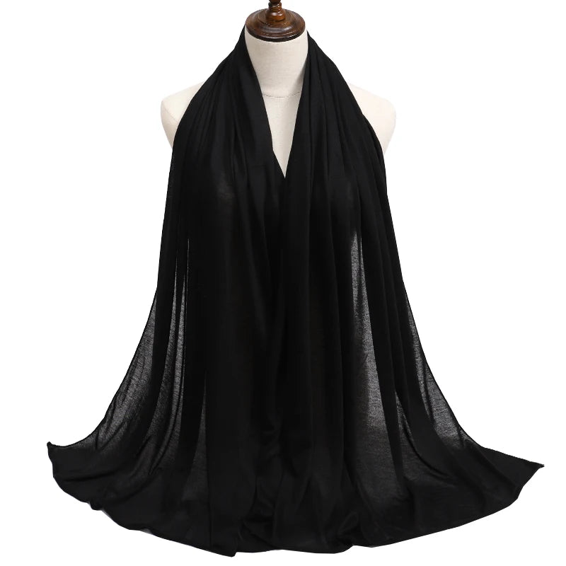 28Color Modal Cotton Jersey Hijab Scarf Ramadan Long Muslim Shawl Plain Solid Soft Turban Wraps For Women Headband