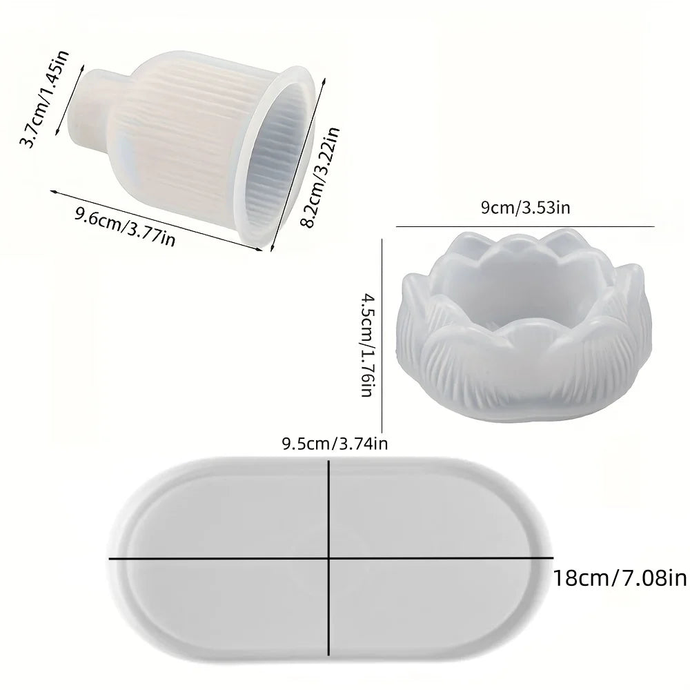 3pcs Silicone Mold Set – Vase, Coaster & Lotus