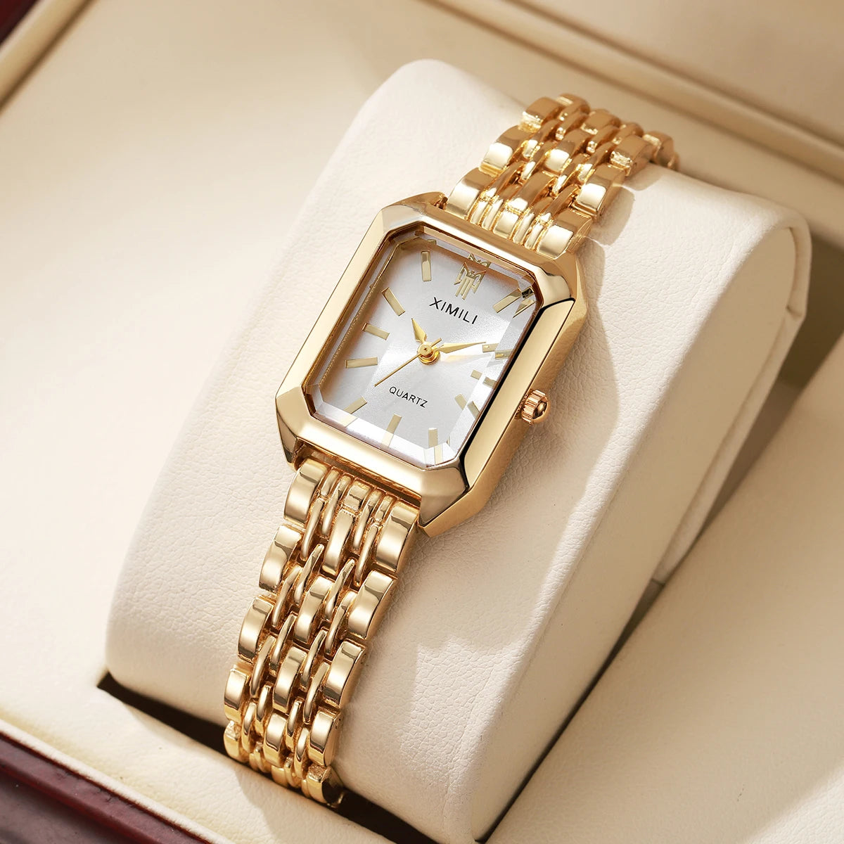 1/2/4PCS Luxury Women Watches Fashion Rectangle Woman Quartz Watch Stainless Steel Band Wristwatches Reloj Mujer（Without Box）