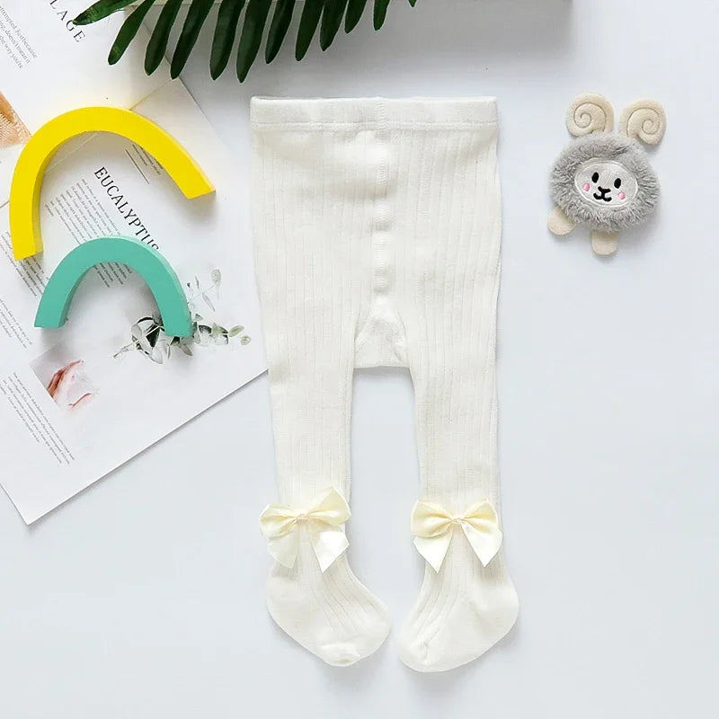 Kids Cotton Tights – Princess Bowknot Pantyhose for Girls