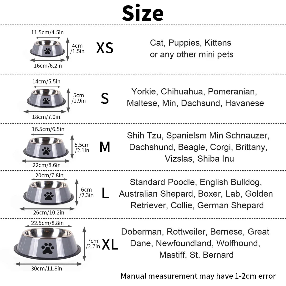 Stainless Steel Pet Bowl (16–22 cm)