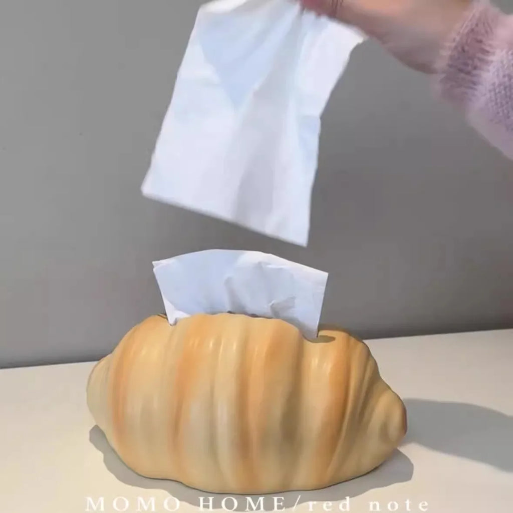 Creative Croissant Ceramic Tissue Box – Horizontal Design
