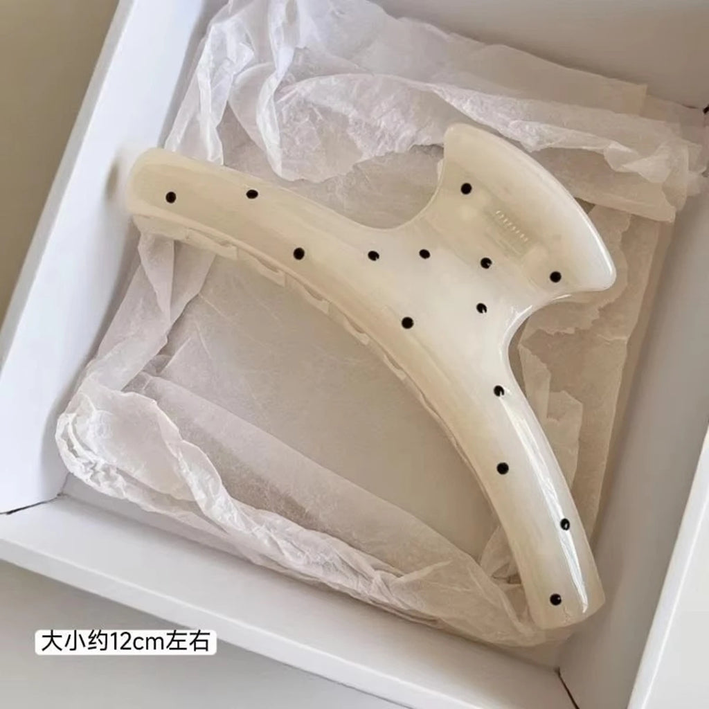 Korean Large-Sized Acrylic Shark Bone Hair Clip French Polka Dot Arc-Shaped Back-Of-The-Head Hair Claw Clip Women's Hair Accessory