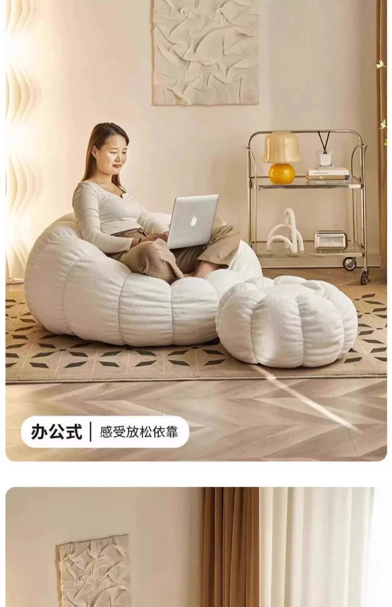 Lazy Pumpkin Sofa Nordic Style Single Sofa Chair EPS Particle Filling Soft Comfortable Home Living Room Balcony Bedroom Sofa Set