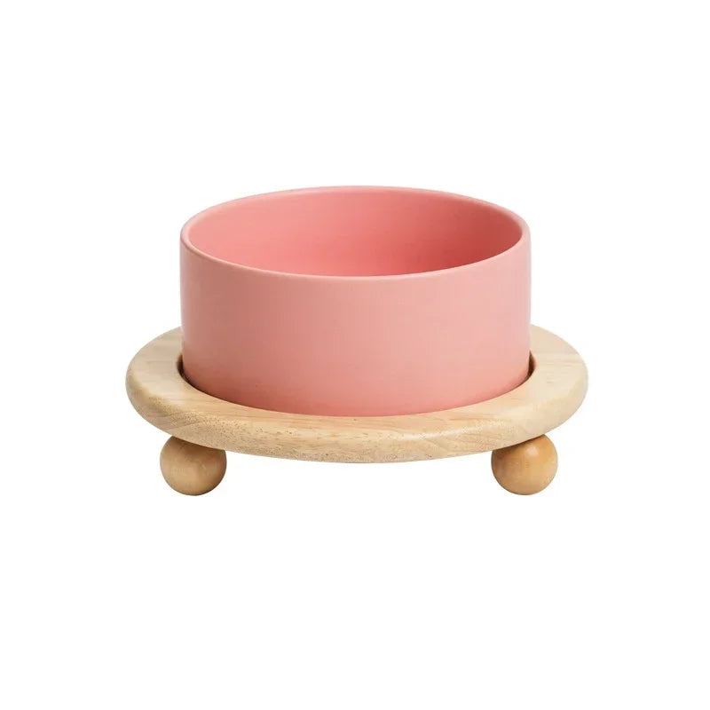 Elevated Pet Bowl with Wood Stand (400/850ml)
