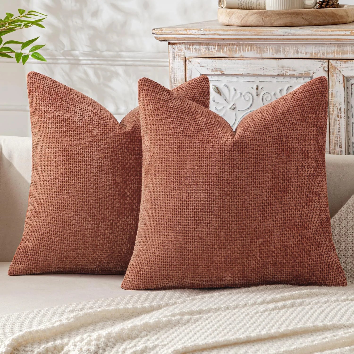1pcs Chenille Throw Pillow Cover Soft Solid Color Cushion Case with Cross Woven Design Decorative Pillowcase Sofa Bed Home Decor