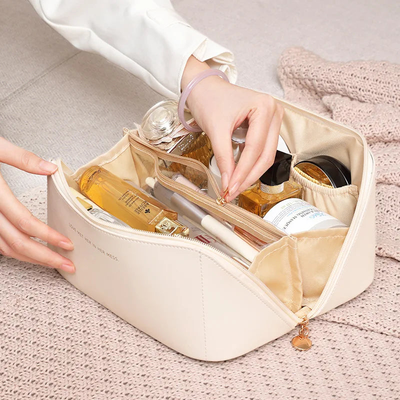 Large PU Leather Cosmetic Bag – Travel & Portable