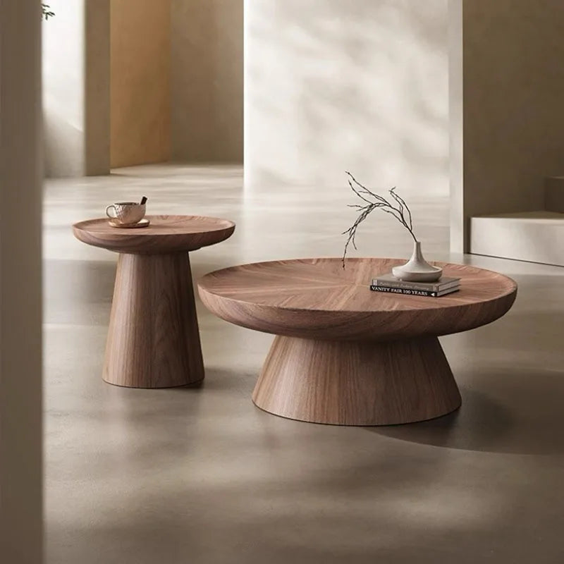 Italian Wood Coffee Table Modern Simple Clear Minimalist Designer Side Table Round Antique Mesas Bajas Lounge Suite Furniture